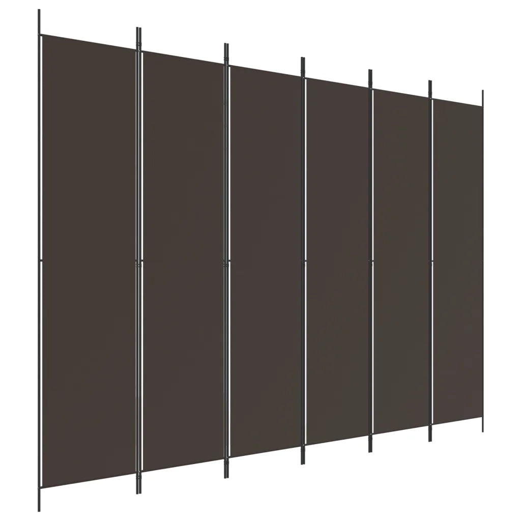Divisorio a 6 Pannelli-Set di 6 pannelli Paravento Marrone 300x220 cm in Tessuto
