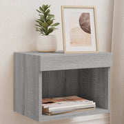 Comodini con Luci LED a Parete 2pz-Set di 2 Tavolino da notte Grigio Sonoma