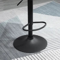 Set 2 Sgabelli da Bar con Altezza Regolabile, Base in Metallo e Seduta Finta Pelle, Sgabelli Alti Moderni Girevoli con Schienale e Poggiapiedi 46x48x83-104cm, Grigio e Nero