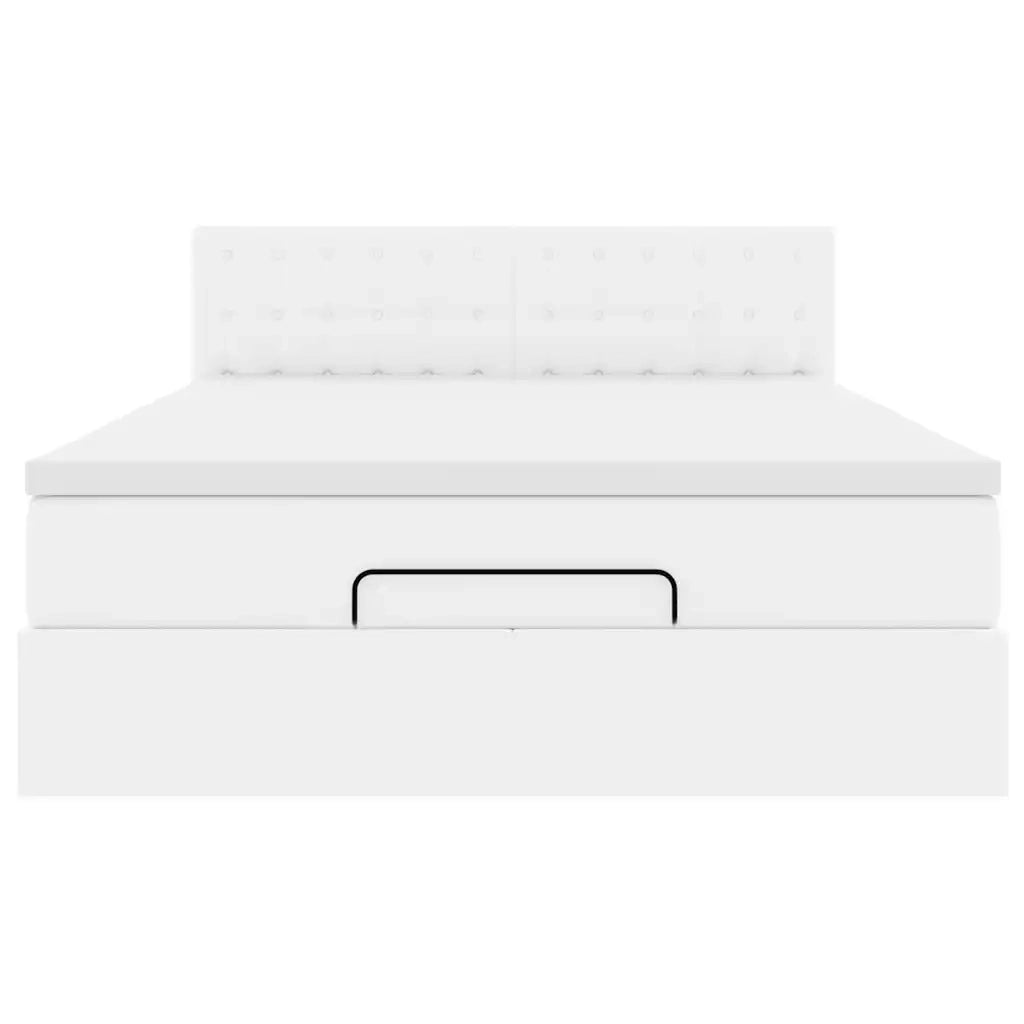 Pouf Letto con Materassi e LED Bianco Puro 140x200cm Similpelle 3312158