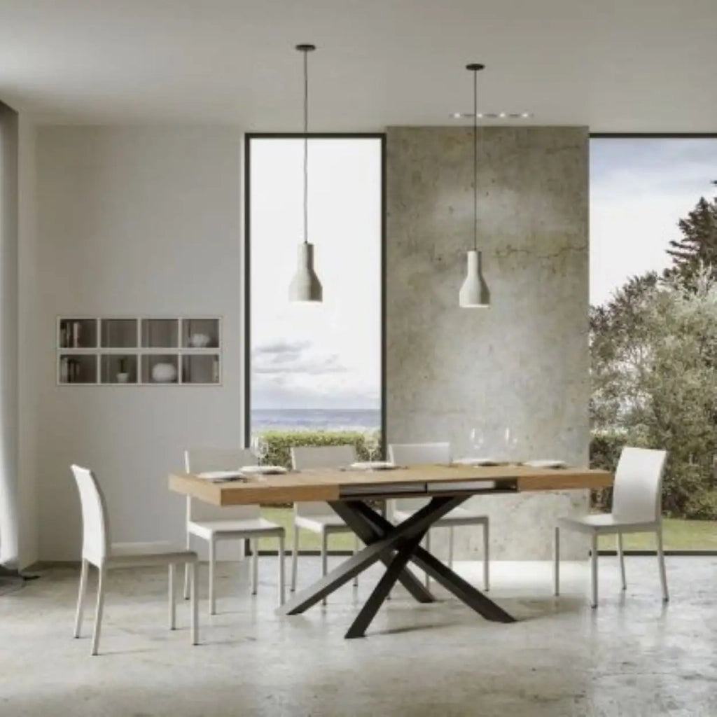 Tavolo allungabile 160/264x90 cm Volantis colore quercia natura gambe antracite