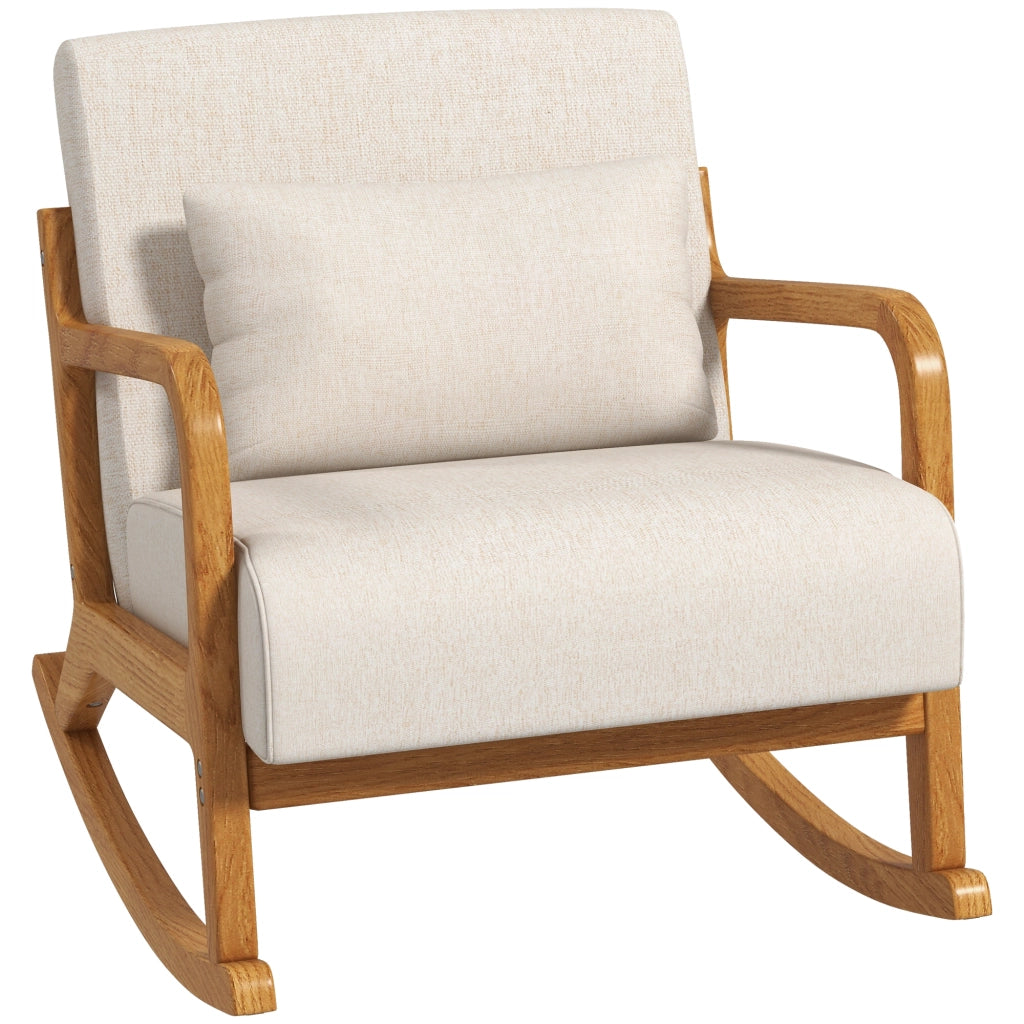 POLTRONA A DONDOLO in legno 64,5x92x81,5 cm bianco crema