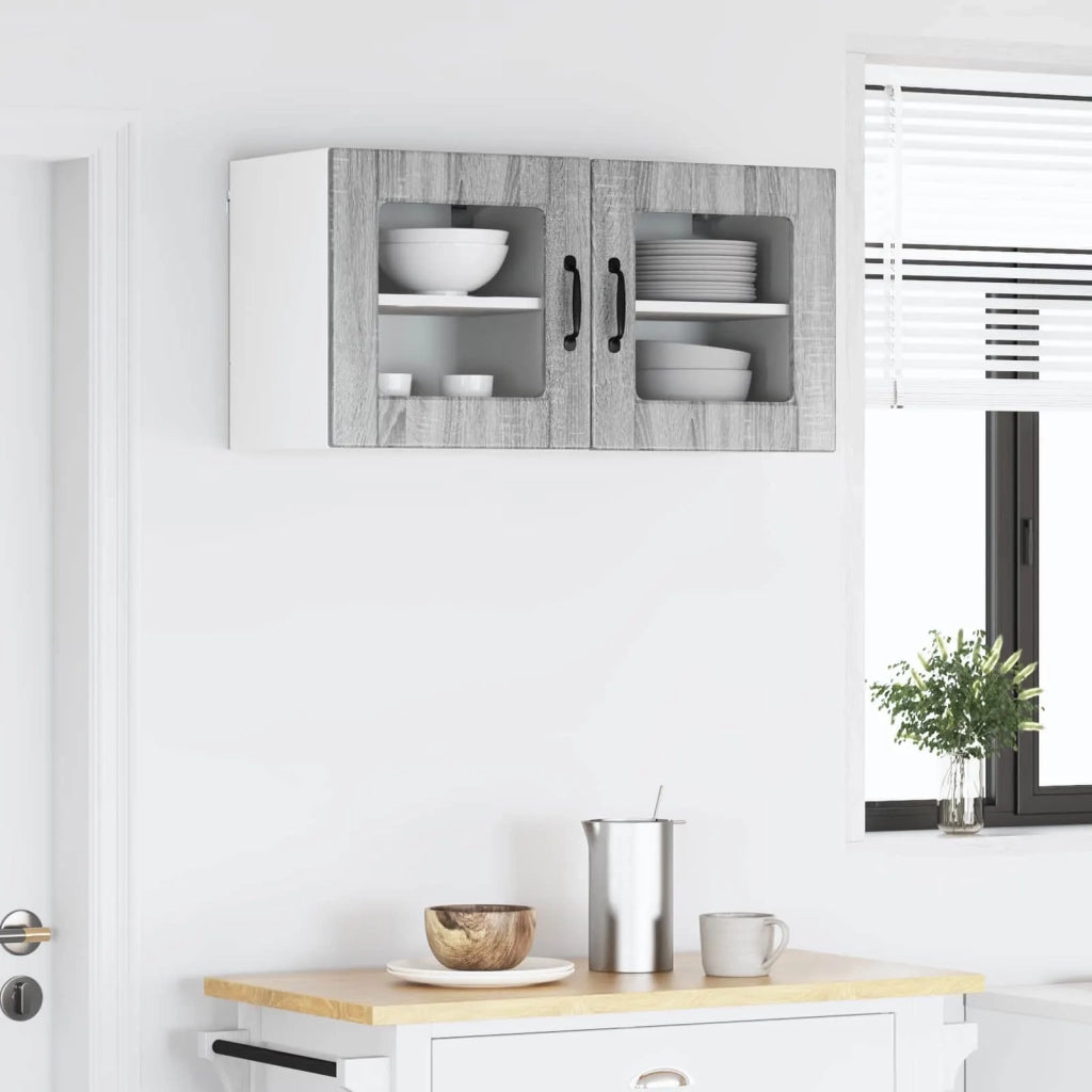 Mobile in vetro da parete PORTO 2 pcs Grigio Sonoma 885198