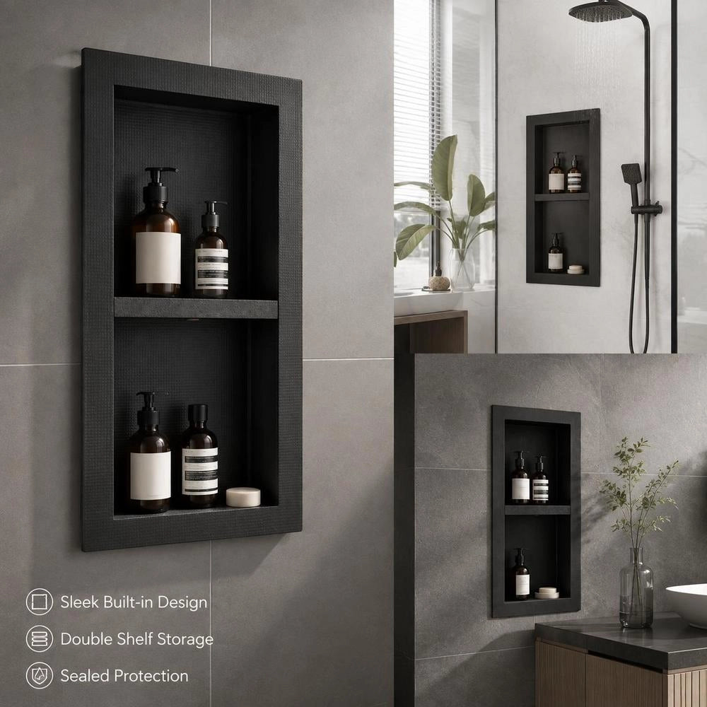 Wall Niche 10x40.64x81.28cm Shower Niche Tileable Niche Double-layered Waterproof Niche Installation Back Wall Material (XPS, Wood, Cement) Suitable For Bathroom Bedroom Study