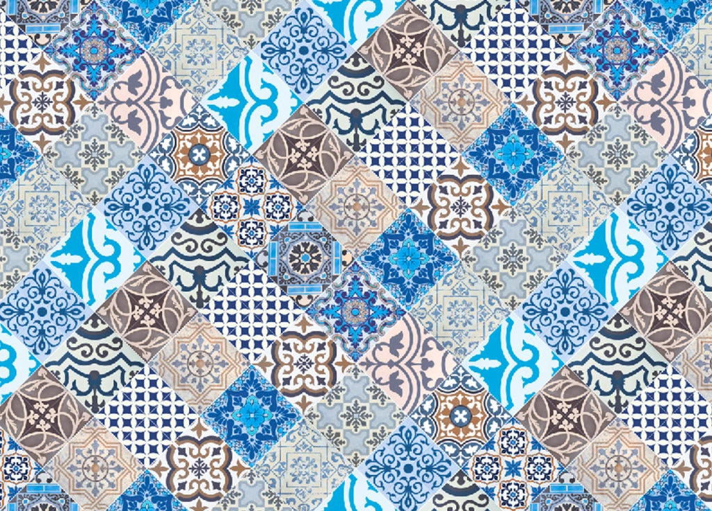 Tappeto Passatoia Antiscivolo Con Stampa Digitale Disegno Maiolica Blu - 50x280 - Maiolica Blu