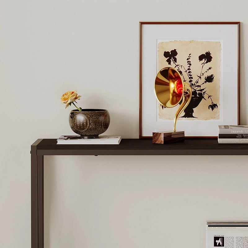 Consolle marrone scuro, tavolino da ingresso con ripiano, spaziosa, alta, 76 cm