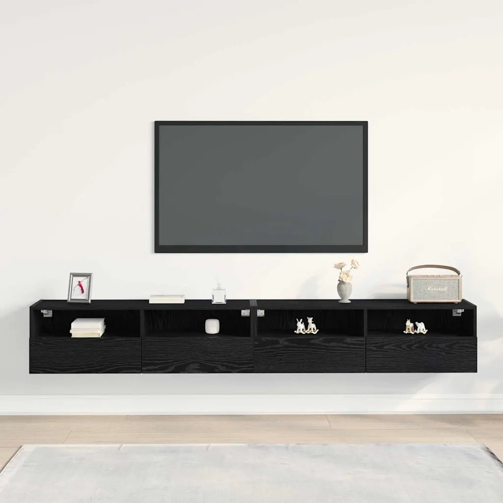 Mobile TV da parete 2 pz | Armadietto TV | Mobile Porta TV Rovere nero 100 x 30 x 30 cm