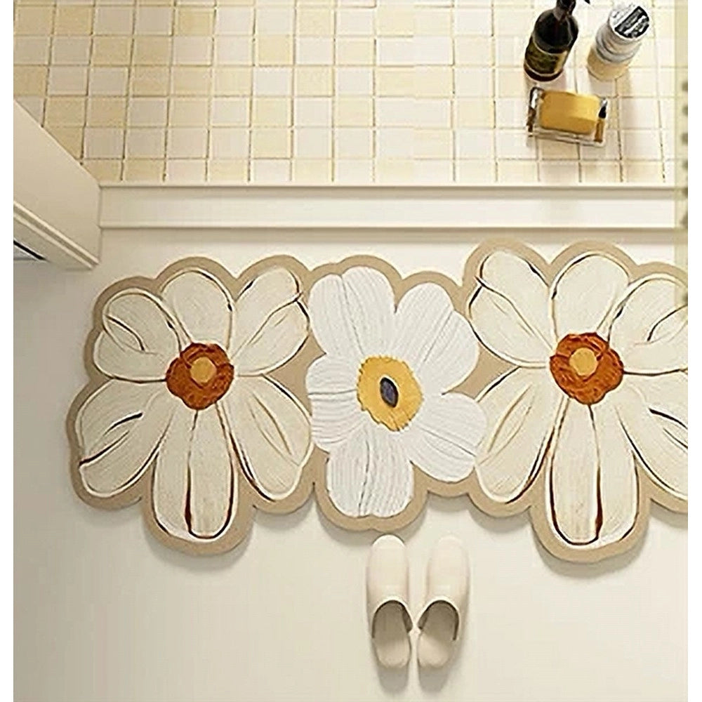 Trade Shop - Tappeto Tappetino Arredo Da Bagno 38x118cm Con Motivo Floreale Antiscivolo 87224 -