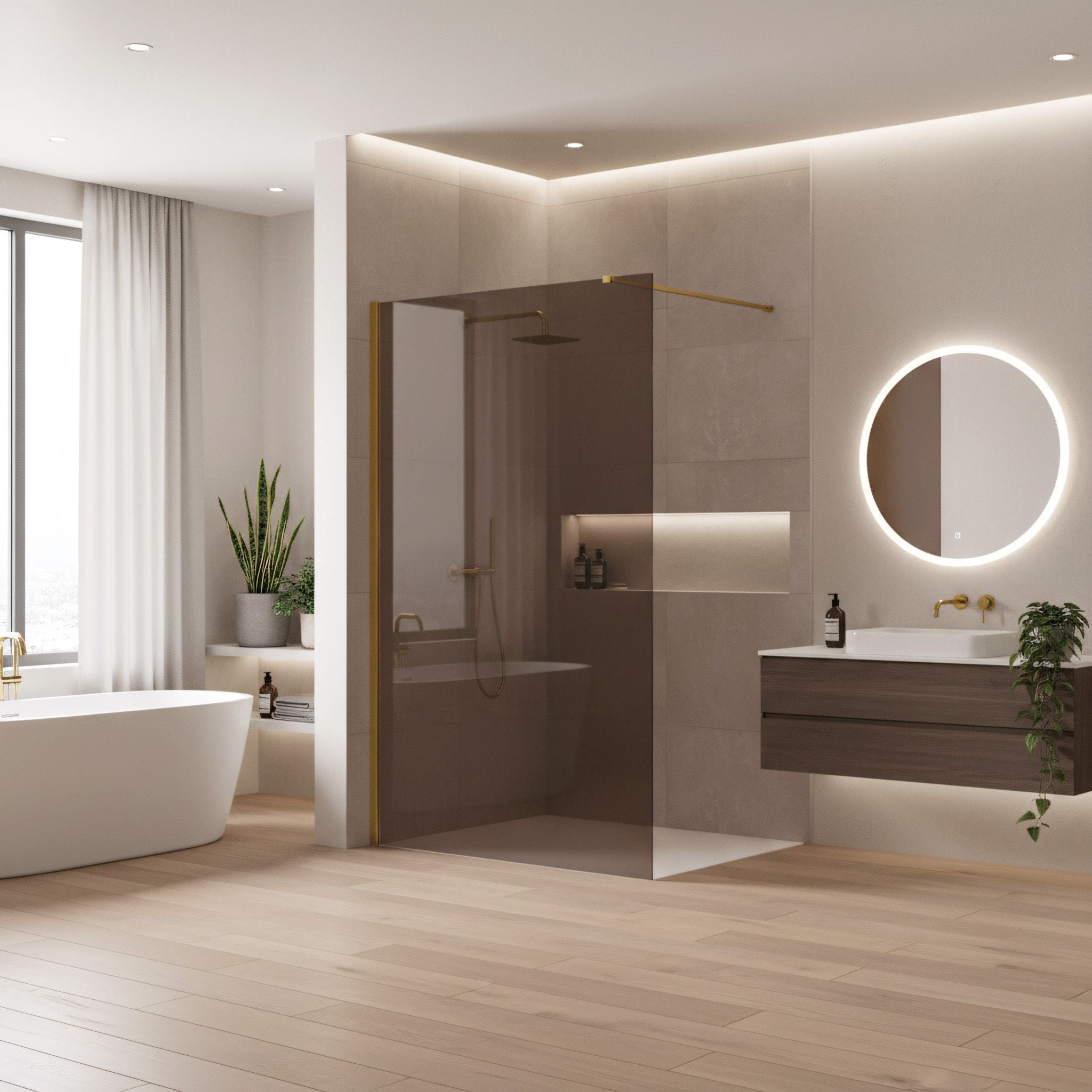 Parete Doccia Rea Flexi Brown / Gold 120