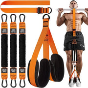 Cinture di Assistenza per Sollevamento con Supporto a Due Gambe - Heavy Duty - Adattabile - per Barra di Sollevamento e Allenamento di Forza - arancione