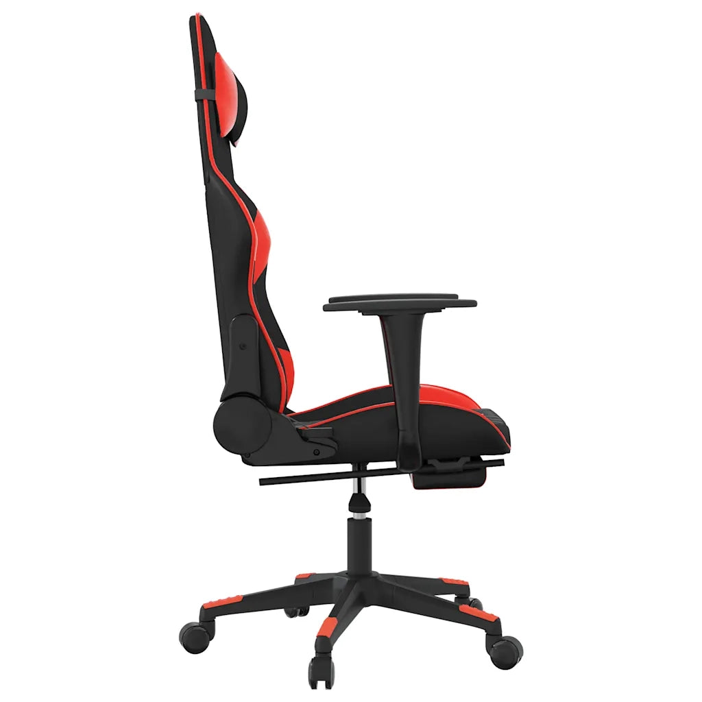 Sedia da Gaming | Sedia da e-sports Massaggio Poggiapiedi Nero e Rosso Similpelle