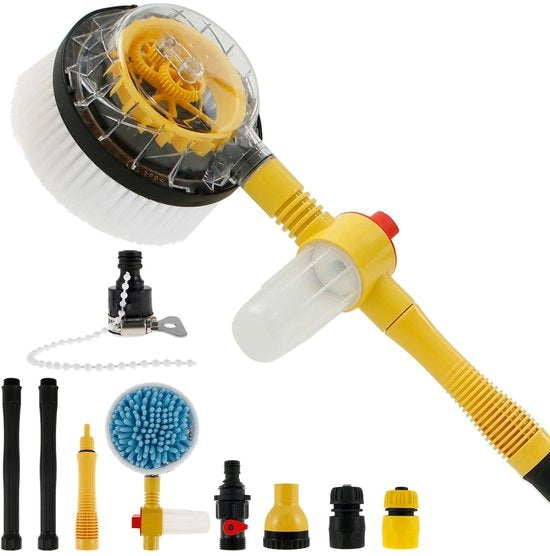 Set di spazzole rotanti per auto da 100cm con manico a 360° rotante con serbatoio di sapone pompe ad alta pressione set di spazzole rotanti per auto muri e vetri.