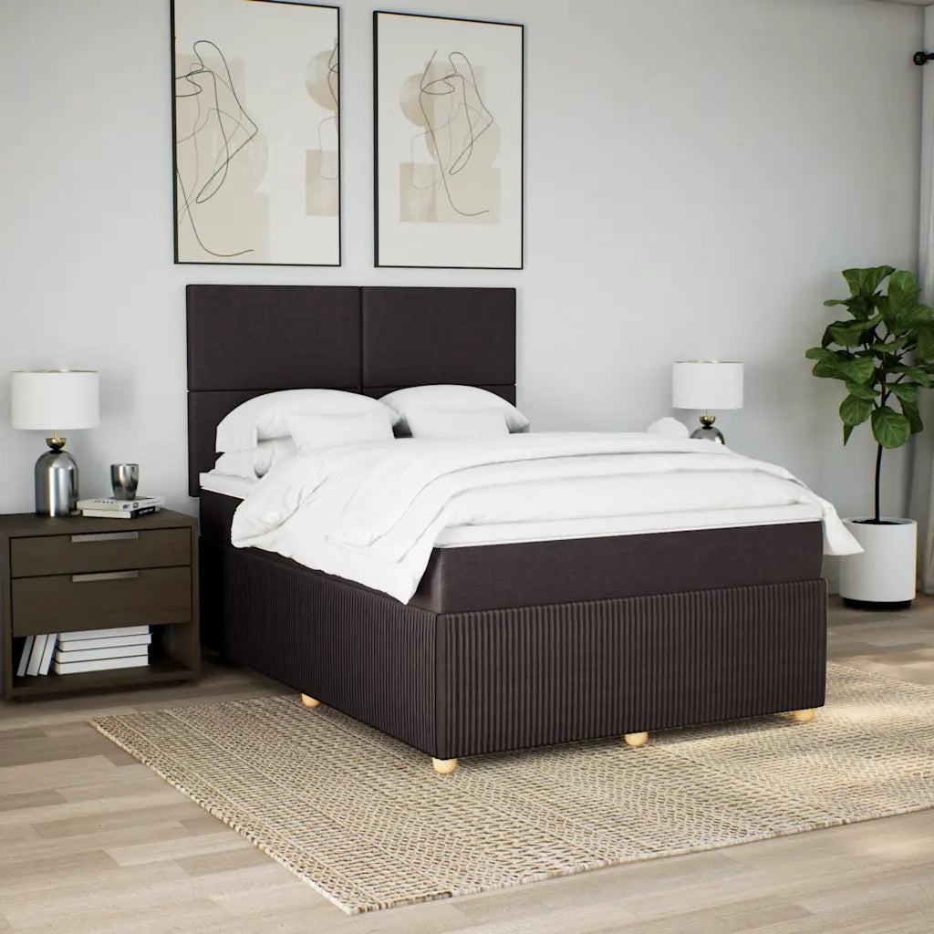 Giroletto a Molle con Materasso Marrone Scuro 140x200cm Tessuto 3294375