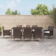 Set da Pranzo da Giardino 9pz con Cuscini Marrone in Polyrattan 3187314