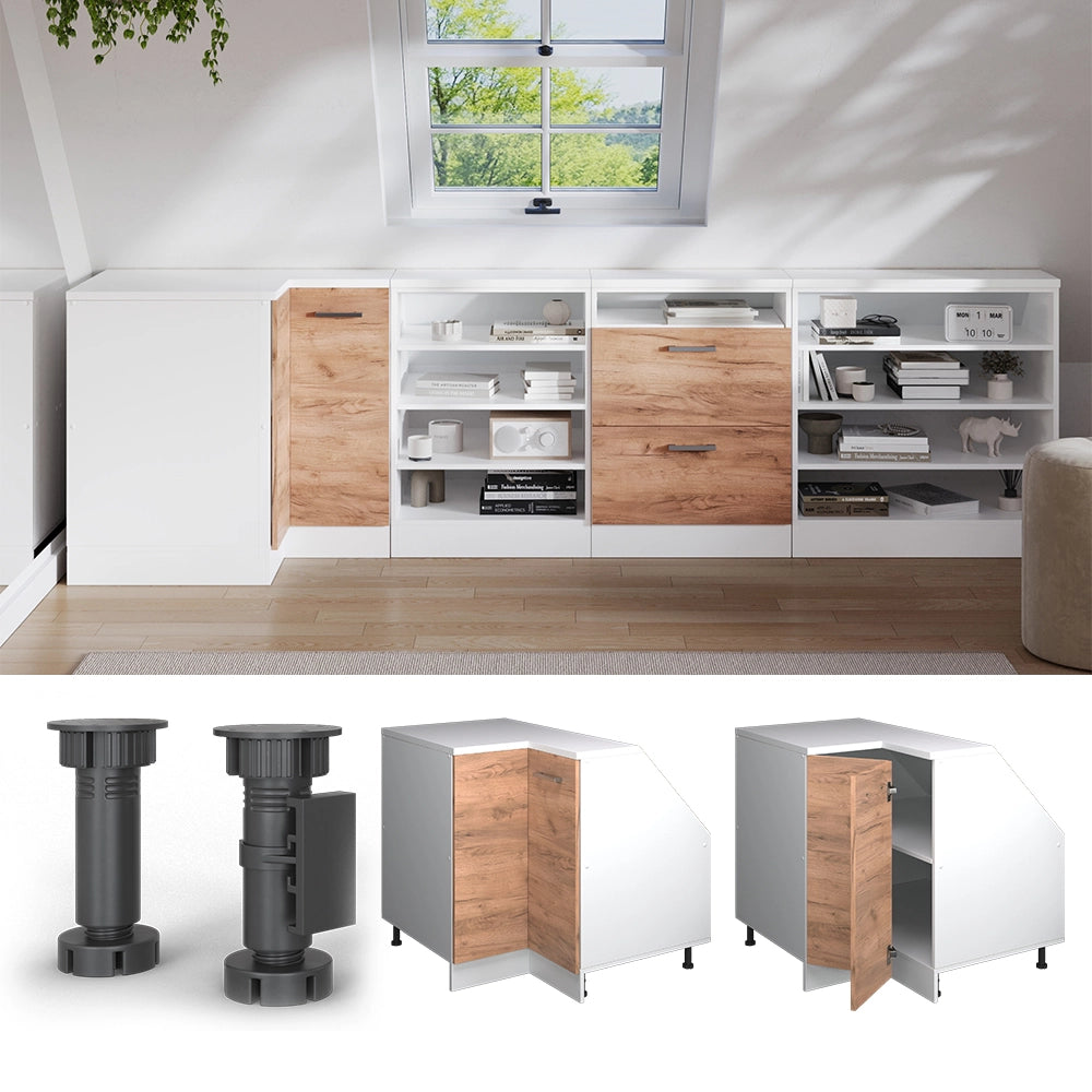 Mobile sottotetto Mobile angolare Rion Rovere dorato/Bianco 75.6 x 83.8 cm con 1 porta, carcassa dell’armadio profondità 60 cm Vicco