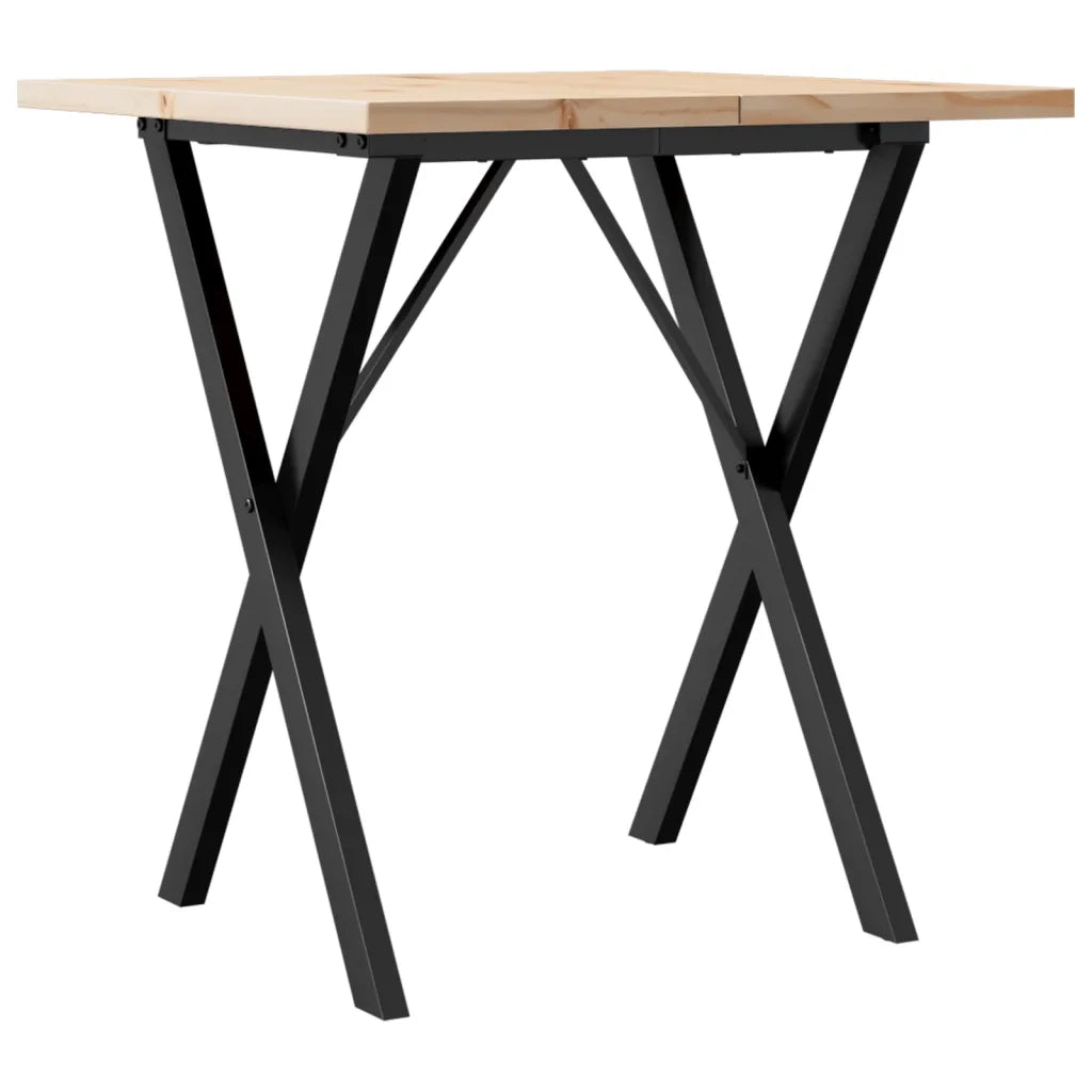 Tavolo da Pranzo Telaio a X 70x70x75,5 cm Legno Pino e Acciaio