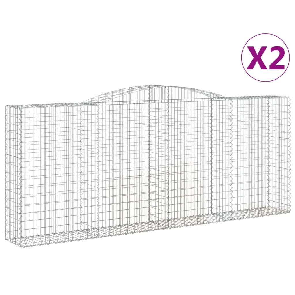 Set di 2 gabbioni ad arco per recinzione gabbia o muro di contenimento 400 x 50 x 160/180 cm ferro zincato argento 02_0041405