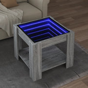 Tavolino Salotto con LED-Tavolino da soggiorno-Tavolo Grigio Sonoma 53x53x45 cm Multistrato