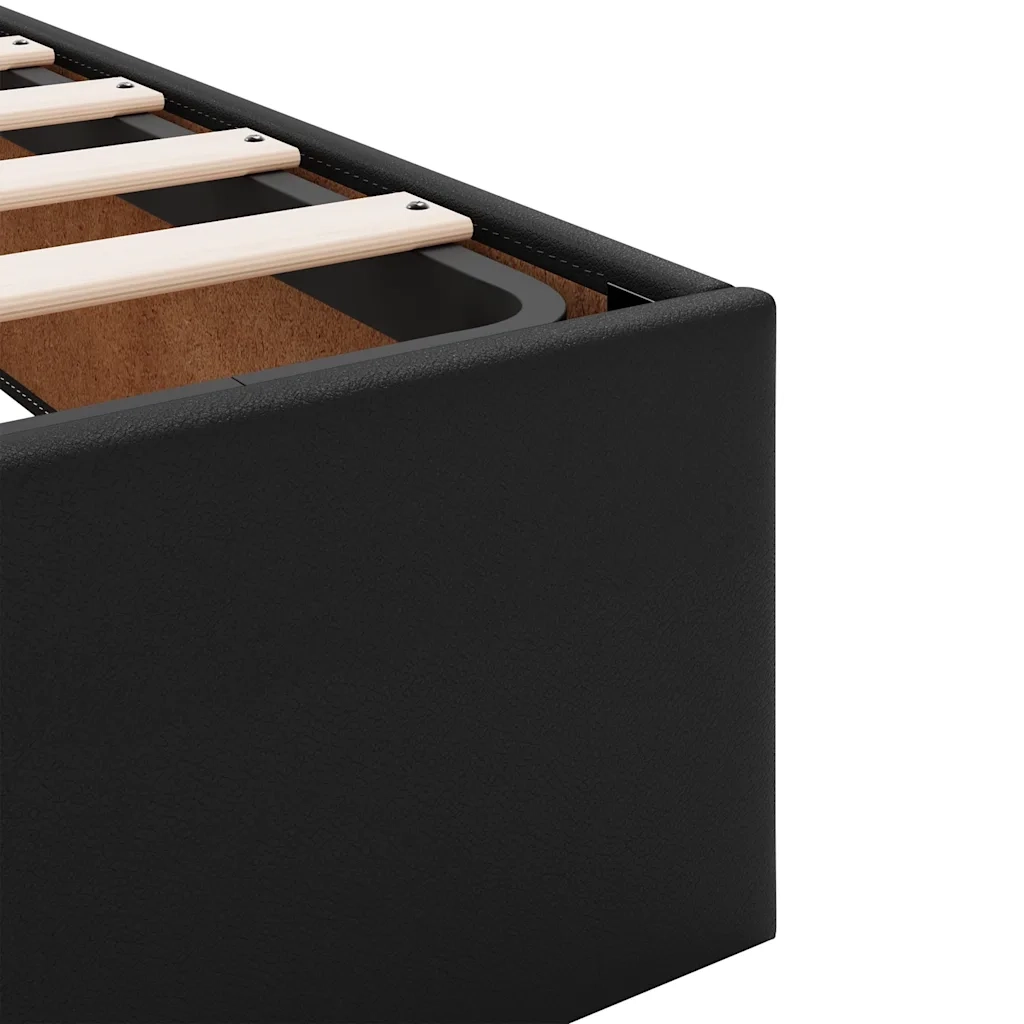 Struttura Letto Pouf senza Materasso Nero 80x200 cm Similpelle 3310769