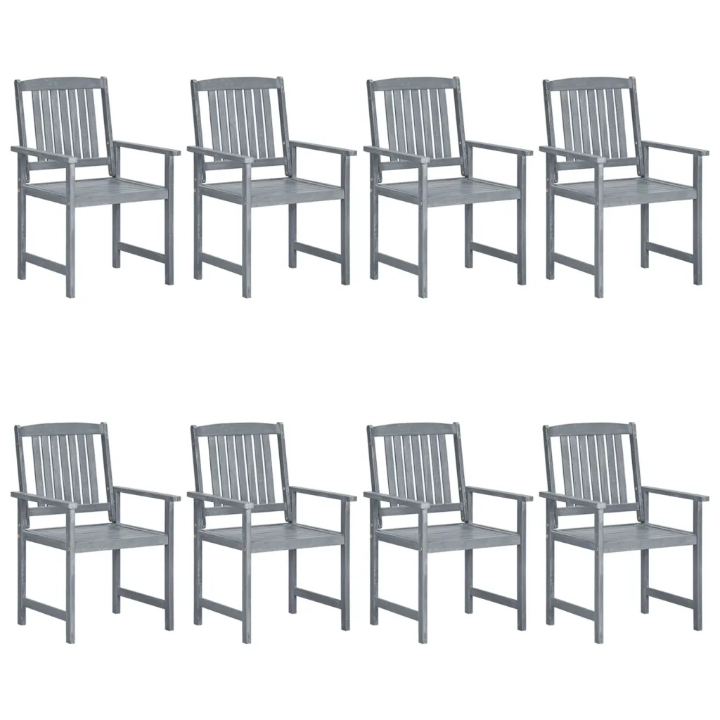 Sedie da Giardino con Cuscini 8 pz in Massello di Acacia Grigie 3078258