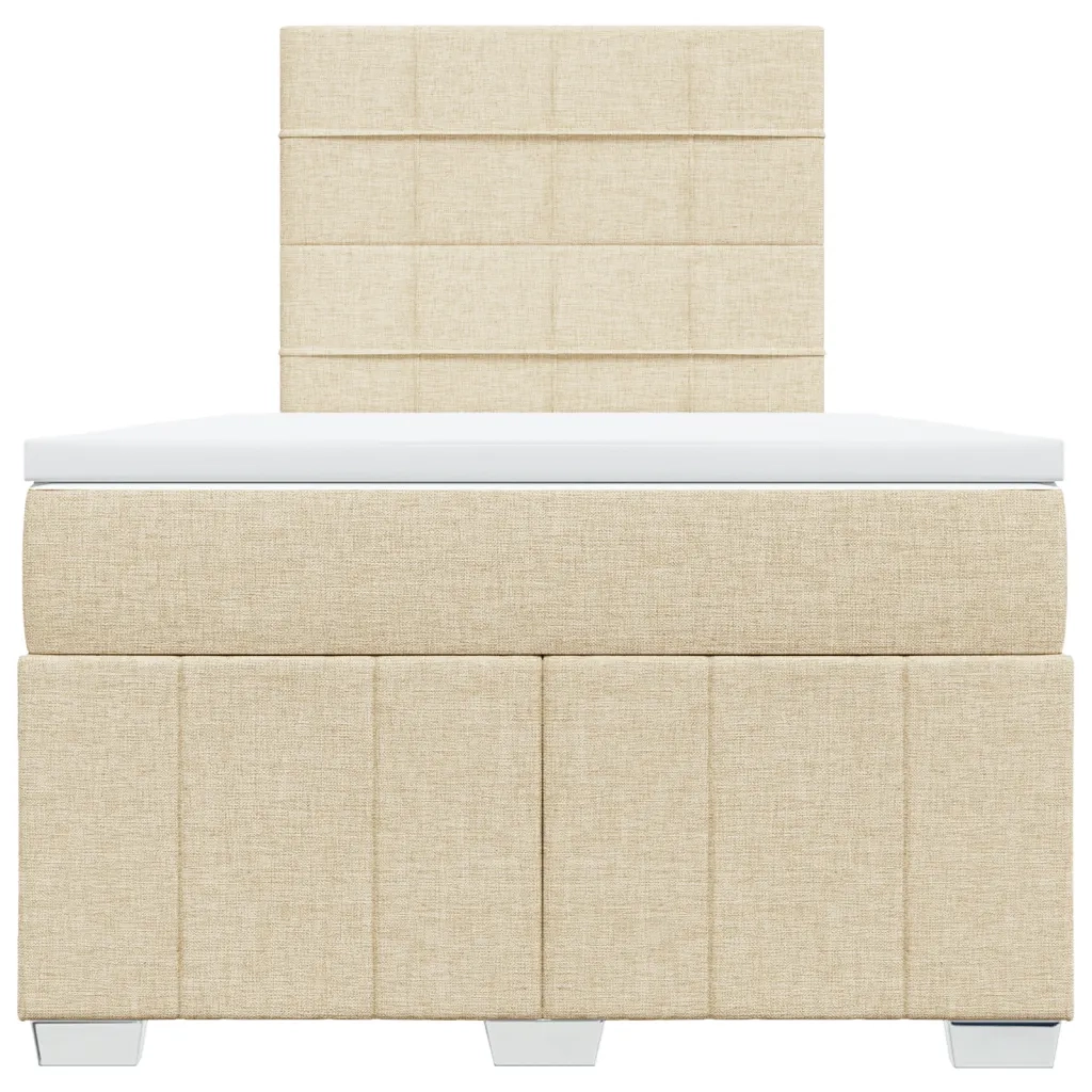 vidaXL Giroletto a Molle con Materasso Crema 120x200 cm in Tessuto
