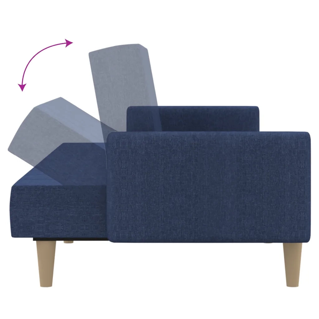 Divano Letto a 2 Posti Blu in Tessuto 375856