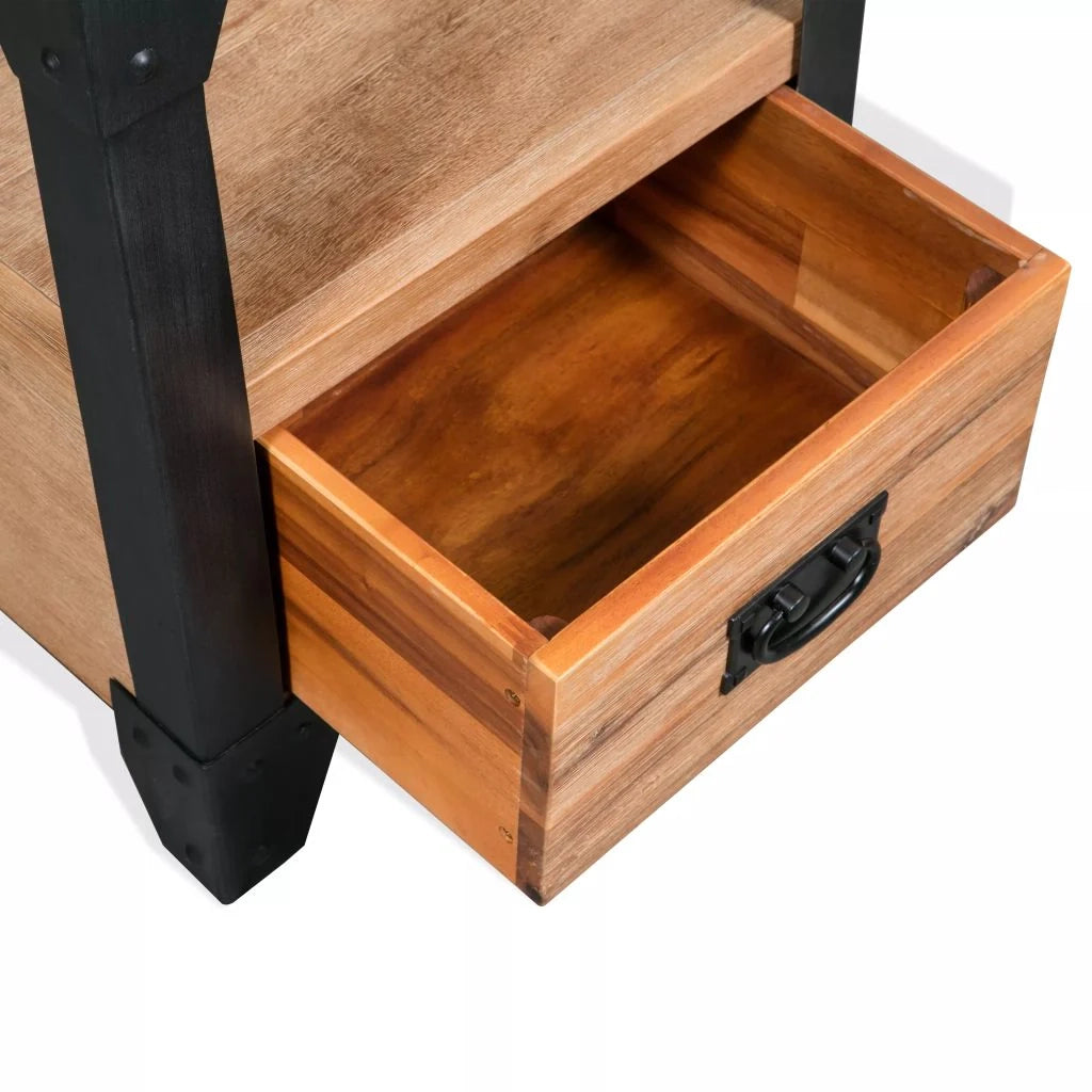 Comodino comodino cassettiera armadio mobili camera da letto legno di acacia acciaio 40 x 30 x 54 cm 1402125