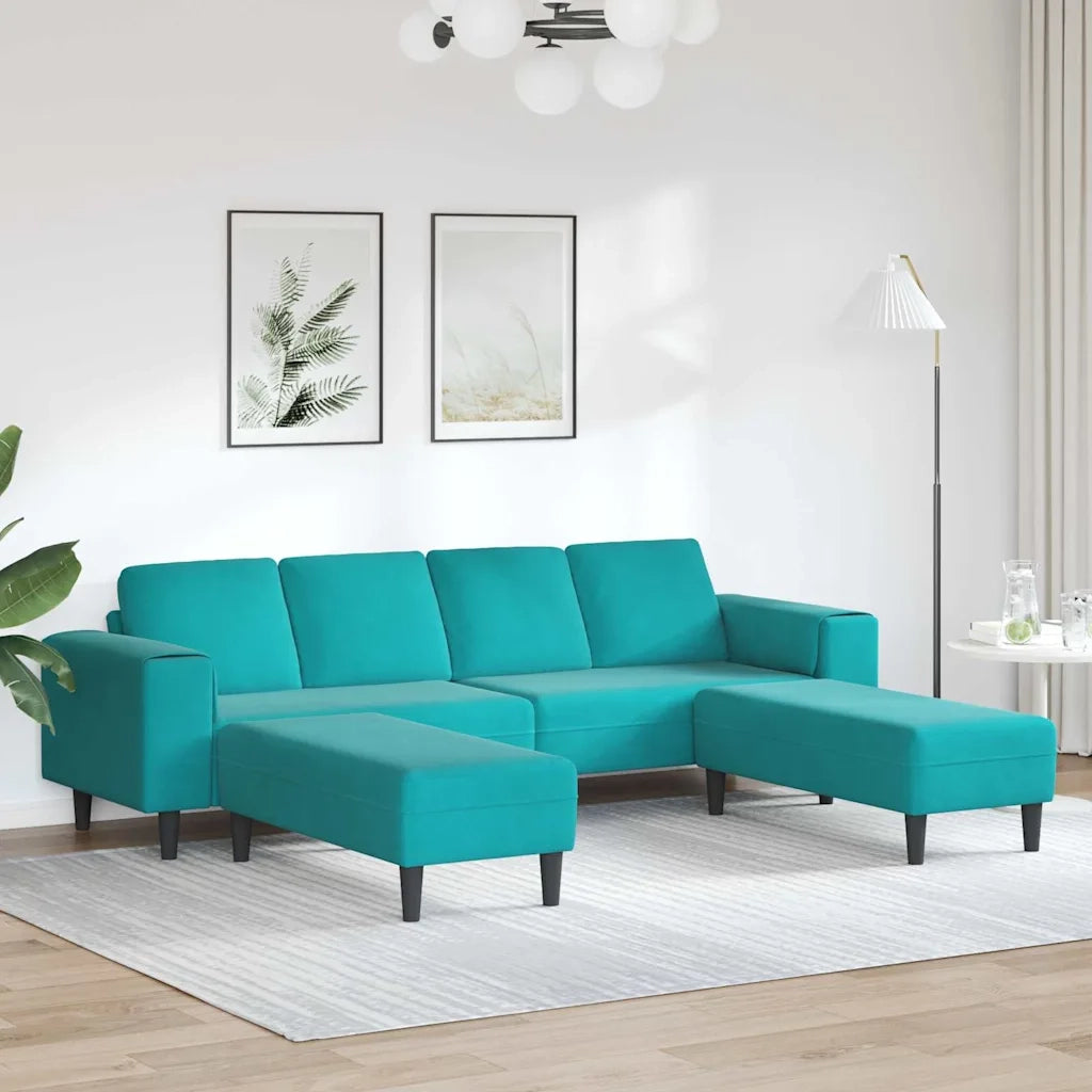 Set di divani 3 pcs Turchese Velluto