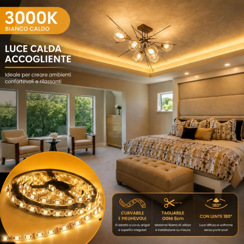 24V Bobina Striscia Led Curvabile Ripiegabile Bianco Caldo Con Lente 180 Gradi 20W/M 8mm 300 smd 6060 Per Cassone Pubblicitario Senza Ombra BL2454C MS12543
