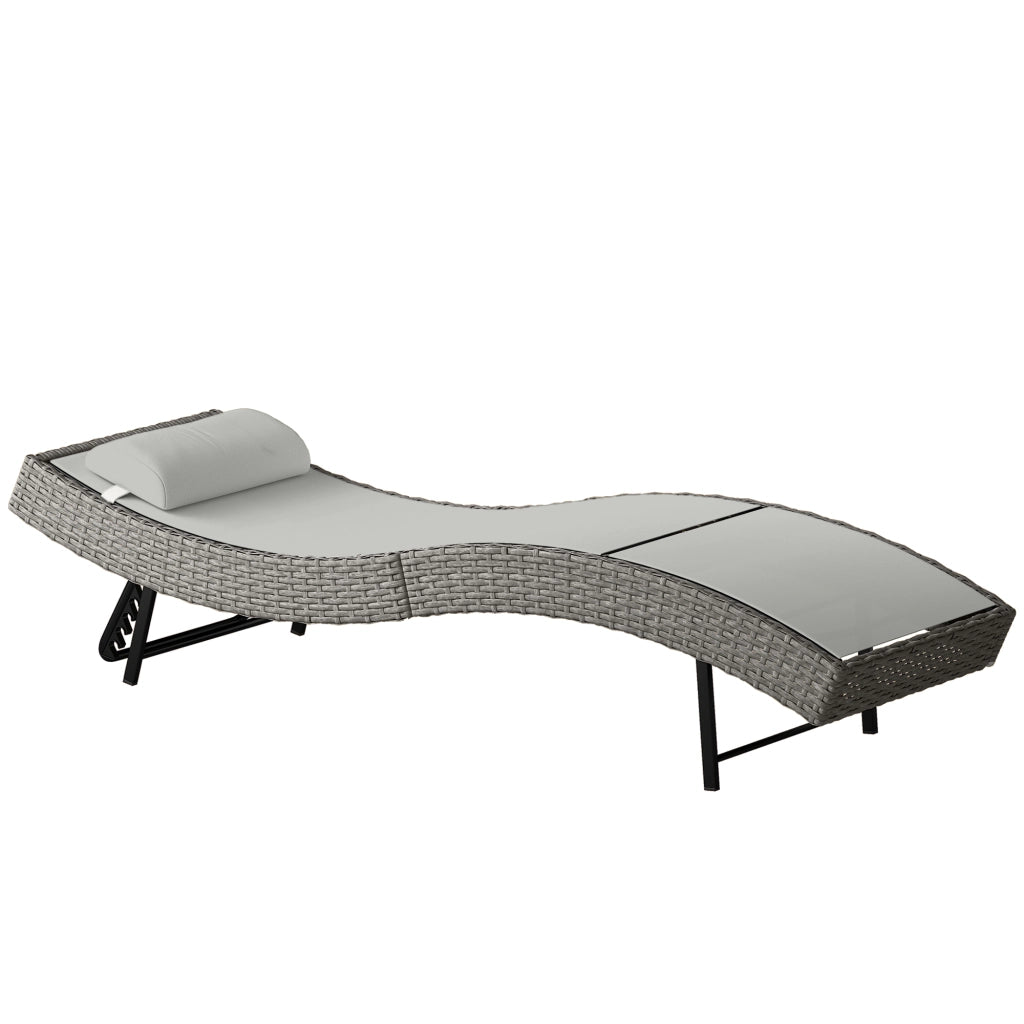 Poltrona sdraio giardino reclinabile 5 posizioni ¨C Xylo ¨C resina intrecciata grigio 198x61x44