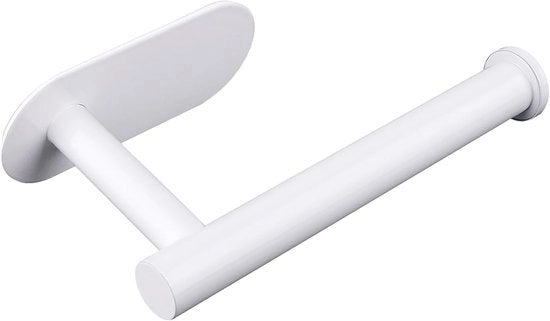Houder per wc 16L x 8B centimetro - Autoadesivo - Acciaio inossidabile - Bianco