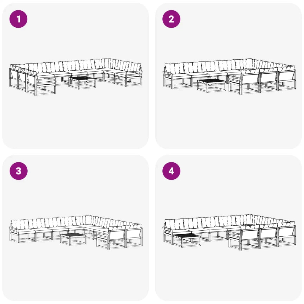 Set di divani da esterno 11 pz Bianco e Nero 3389142