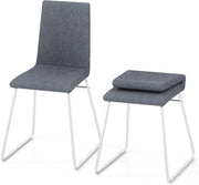 Set di 2 sedie da sala da pranzo con schienale pieghevole, sedie da cucina, imbottite, telaio in metallo, portata fino a 150 kg, sedie da accento senza maniche, 47 x 52 x 88 cm