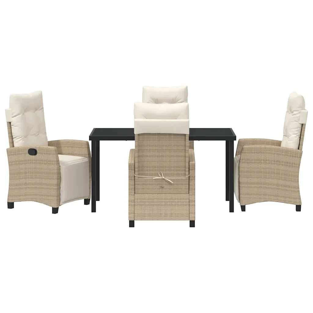 Set da Pranzo per Giardino con cuscino 5 pcs Beige polyrattan 3380444