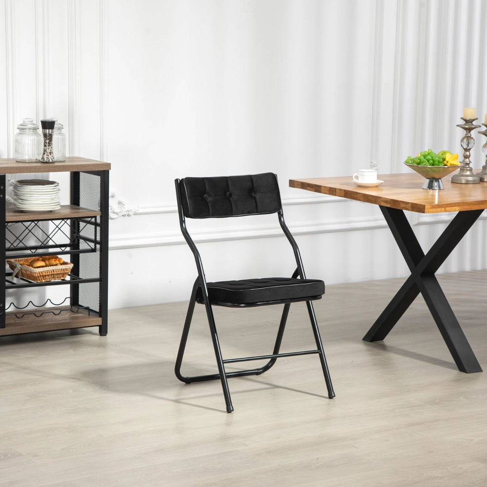 Set di 2 sedie pieghevoli imbottite in velluto nero