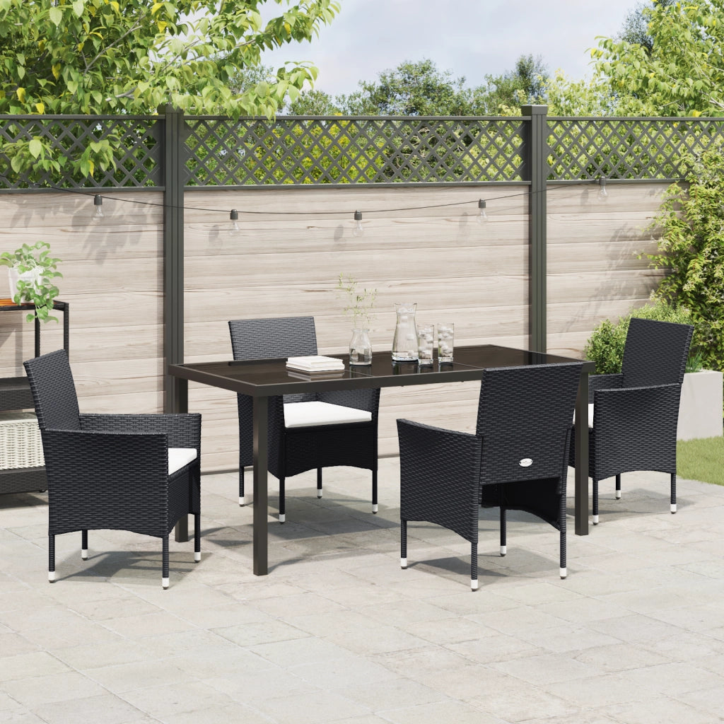 Set da Giardino da 5 Pezzi Neri in Polyrattan