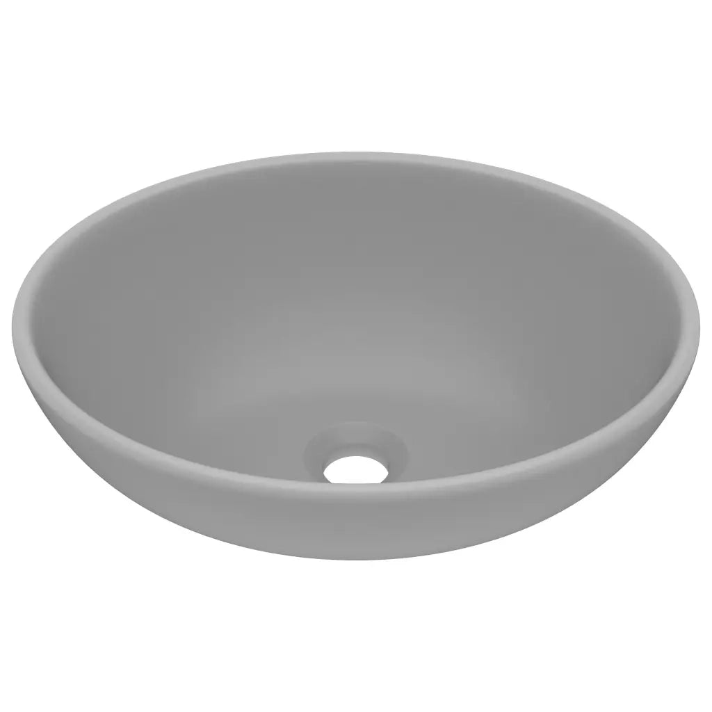 Lavandino Lusso Ovale Grigio Chiaro Opaco 40x33 cm in Ceramica CFW6745638