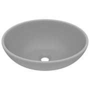 Lavandino Lusso Ovale Grigio Chiaro Opaco 40x33 cm in Ceramica CFW6745638