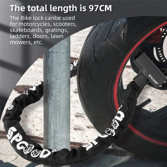 Fiatello di sicurezza 90 cm - catena in acciaio - copertura impermeabile - antifurto - alta sicurezza - catena di sicurezza - bicicletta elettrica - MTB - catena di sicurezza per motocicletta