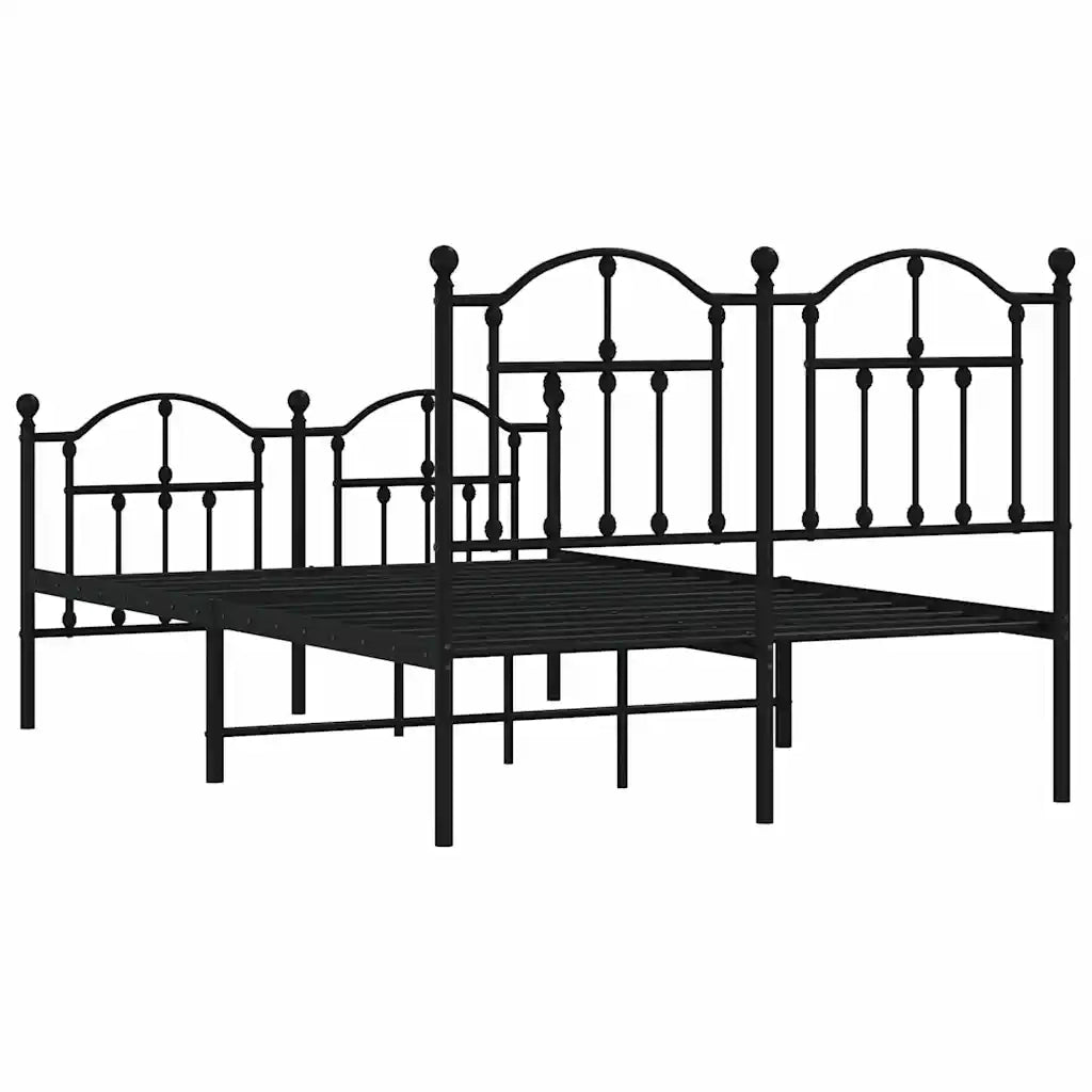 Letto matrimoniale | Letto per adulti | Giroletto con Testiera e Pediera Metallo Nero 120x200 cm