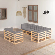 Set Salotto Giardino 7 pz Cuscini Antracite Legno Massello Pino 3076694