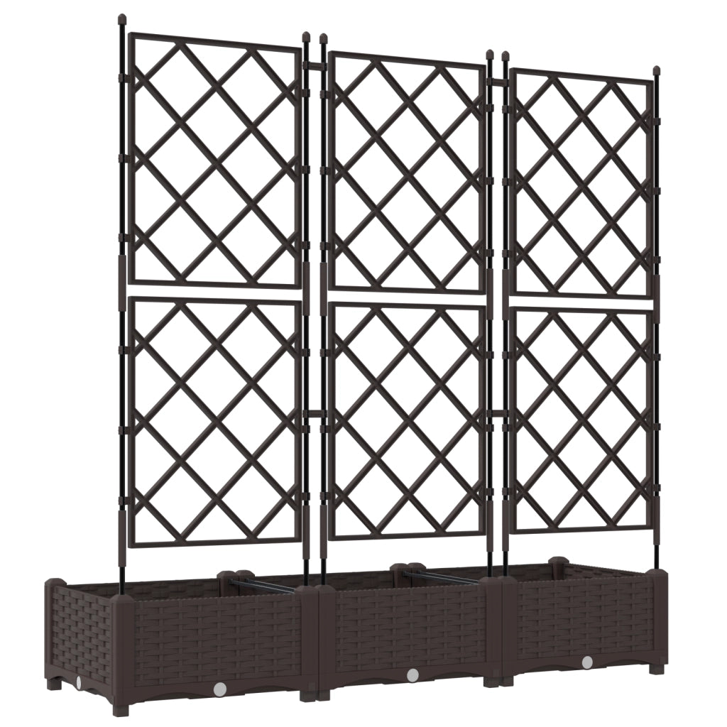 Fioriera con Traliccio 3 pz Marrone 120x40x125.5 cm