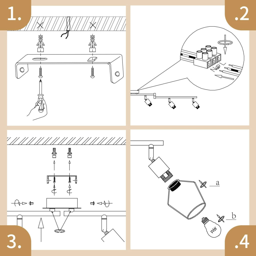 ZMH Faretto da soffitto LED neri 6 fiamme E14 orientabili 350° industriali dimmerabili