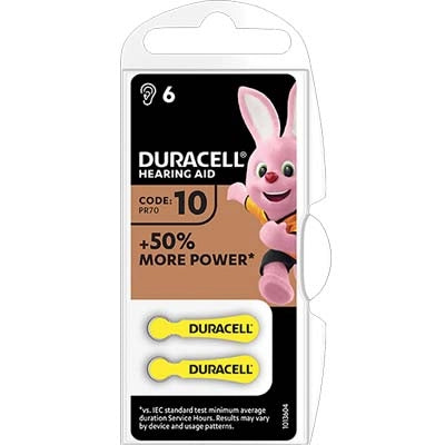 PILA APPARECCHIO ACUSTICO EASY TAB 10 DURACELL - GIALLO CF=PZ 6- 10 confezioni