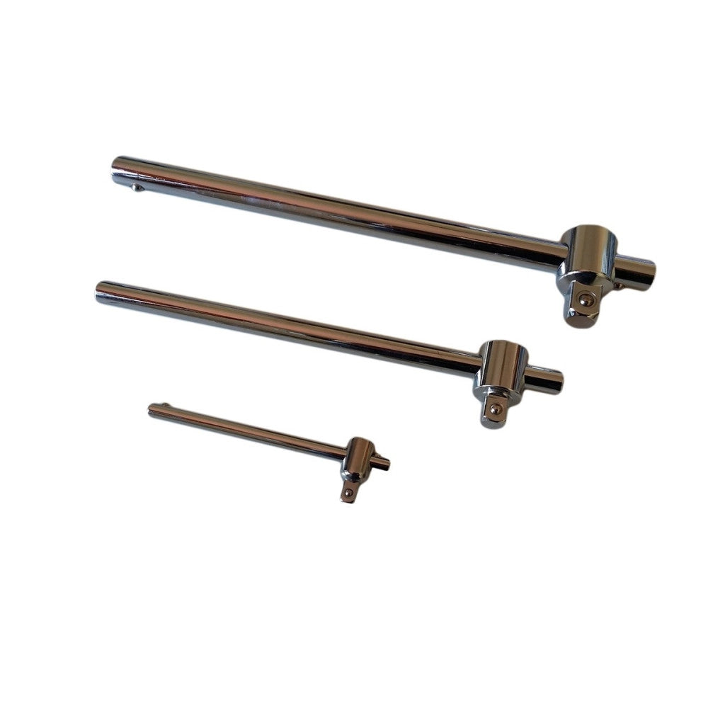 Trade Shop - Set 3 Pz Asta Barra A T Per Bussole Torx Innesto 1/2" 3/8" 1/4" Cromo Vanadium -