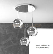 SOSP. OTTONE SAT. TONDA 3 LUCI VETRI TUTTI MEDIO CROMO 1155OS-S3 TM-CR