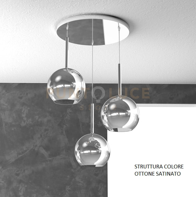 SOSP. OTTONE SAT. TONDA 3 LUCI VETRI TUTTI MEDIO CROMO 1155OS-S3 TM-CR