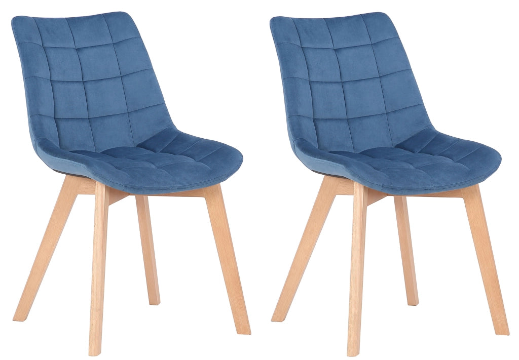 Set di 2 sedie da pranzo in velluto Passaic blu