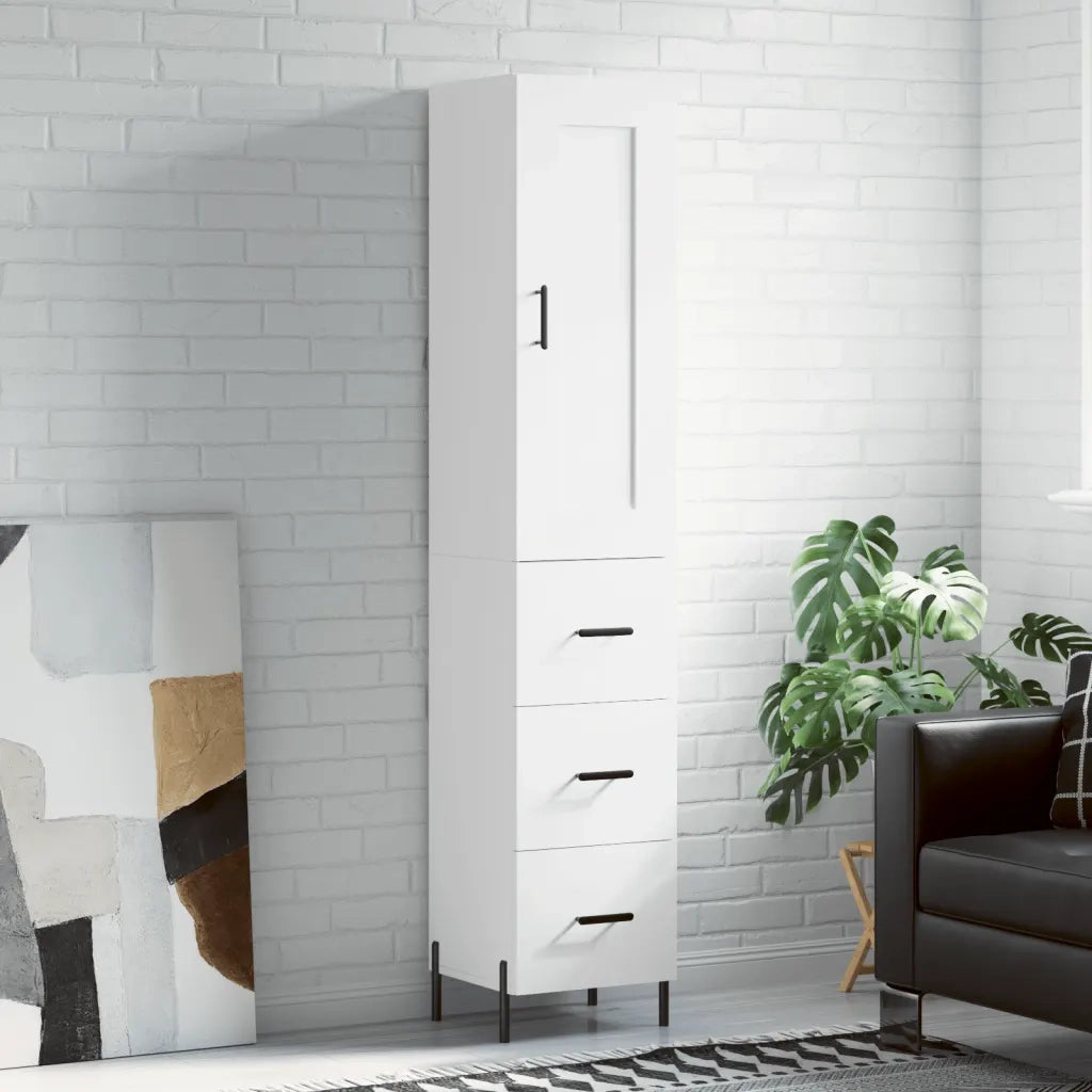 Credenza | Madia | Buffet da pranzo | Armadio da pranzo Bianca 34,5x34x180 cm in Legno Multistrato