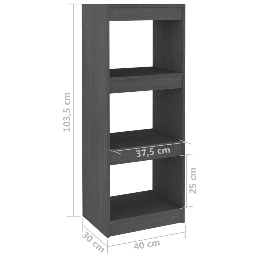 Libreria/Divisorio Grigio 40x30x103,5 cm Legno Massello di Pino 808140